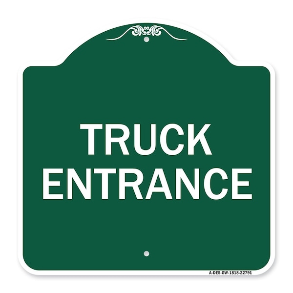 Traffic Entrance Sign Truck Entrance, Green & White Aluminum Sign, 18" x 18", GW-1818-22791